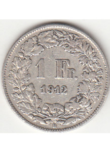 1912 - SVIZZERA 1 Franc  Argento Standing Helvetia BB+